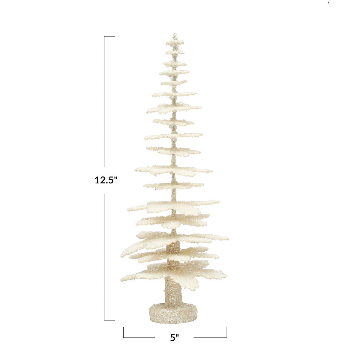 Design Shop 5" Round x 12-1/2"H Coated Paper Tree w/ Glitter, Antique Finish, Cream Color