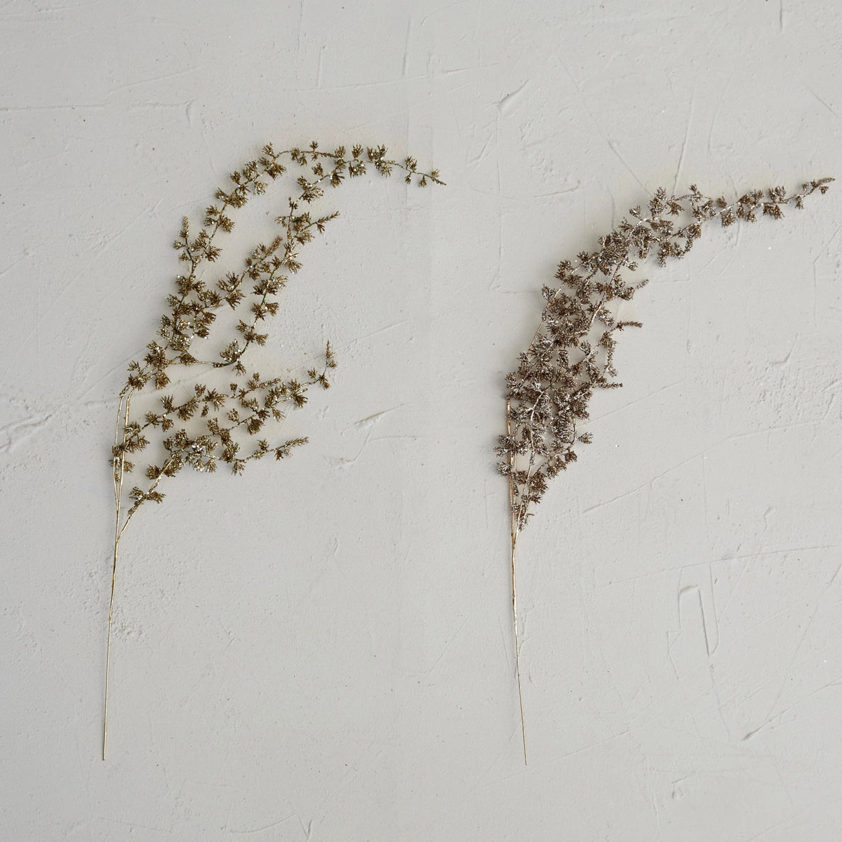 Design Shop 20-1/2"H Plastic Leaf Spray w/ Glitter, Champagne Finish