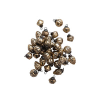 Design Shop 1"H Embossed Mercury Glass Ornaments in Muslin Bag, Antique Gold Finish, Set of 36