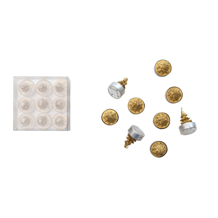 Design Shop 1-1/2" Round Unscented Tree Tealights, Gold Color, Set of 9