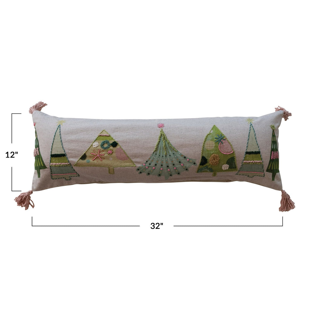 Design Shop 36"L x 12"H Cotton Printed Lumbar Pillow w/ Embroidery Tassels