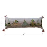 Design Shop 36"L x 12"H Cotton Printed Lumbar Pillow w/ Embroidery Tassels