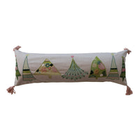 Design Shop 36"L x 12"H Cotton Printed Lumbar Pillow w/ Embroidery Tassels