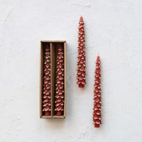 Design Shop Unscented Tree Shaped Taper Candles w/ Gold Tips in Box, Set of 2