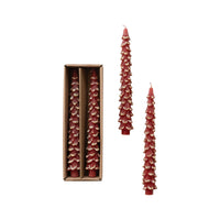 Design Shop Unscented Tree Shaped Taper Candles w/ Gold Tips in Box, Set of 2