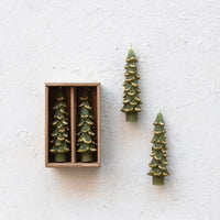 Design Shop Unscented Tree Shaped Taper Candles w/ Gold Tips in Box, Set of 2