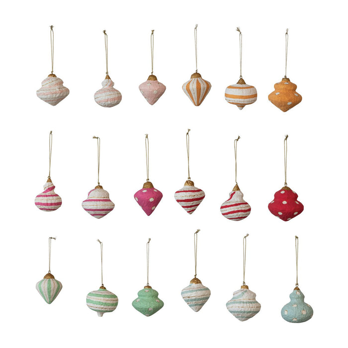 Design Shop Handmade Paper Mache Ornament, Set of 18