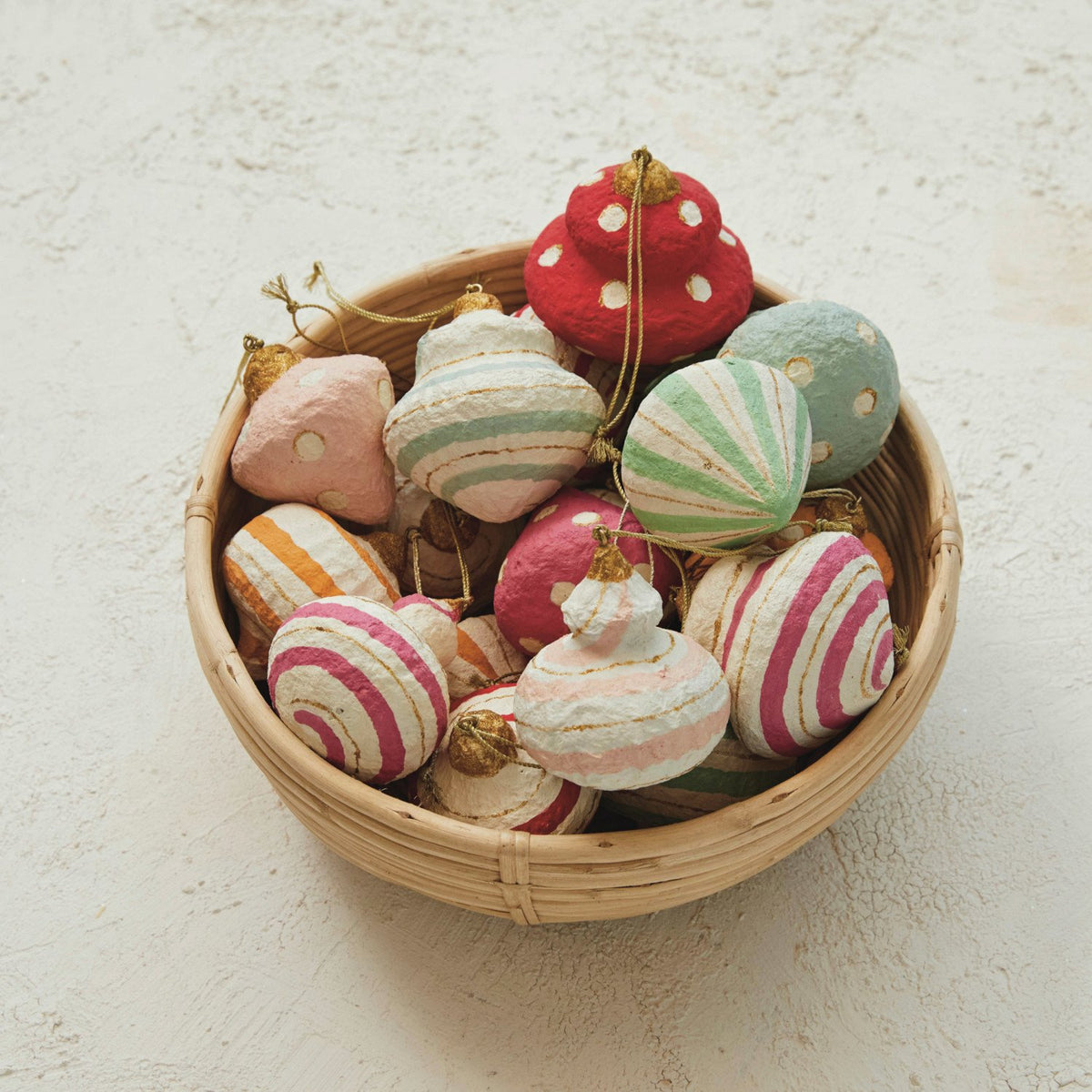 Design Shop Handmade Paper Mache Ornament, Set of 18