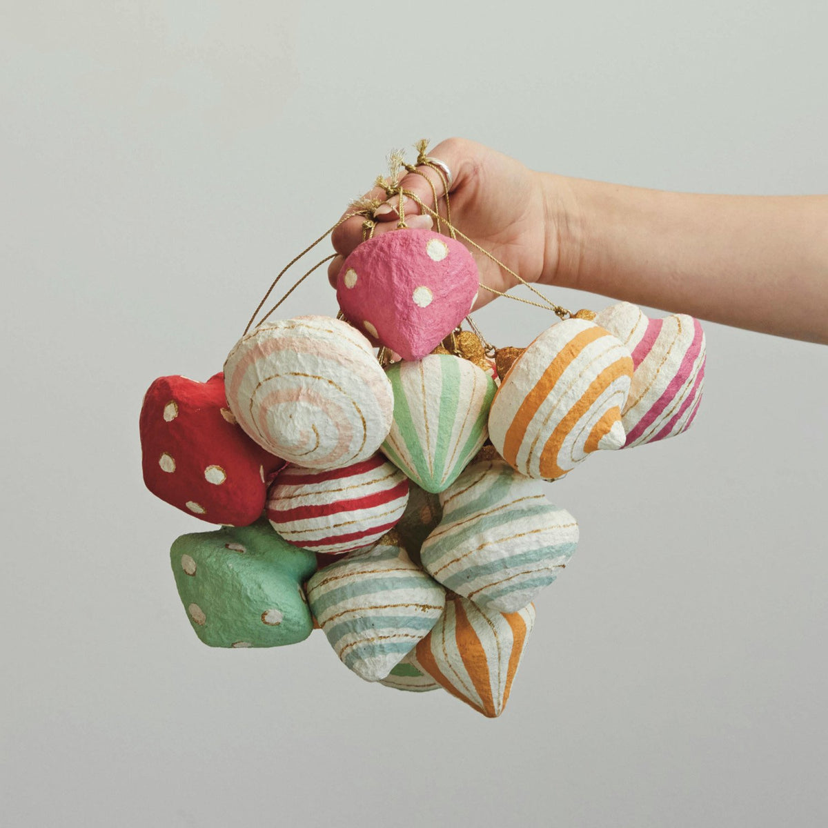 Design Shop Handmade Paper Mache Ornament, Set of 18