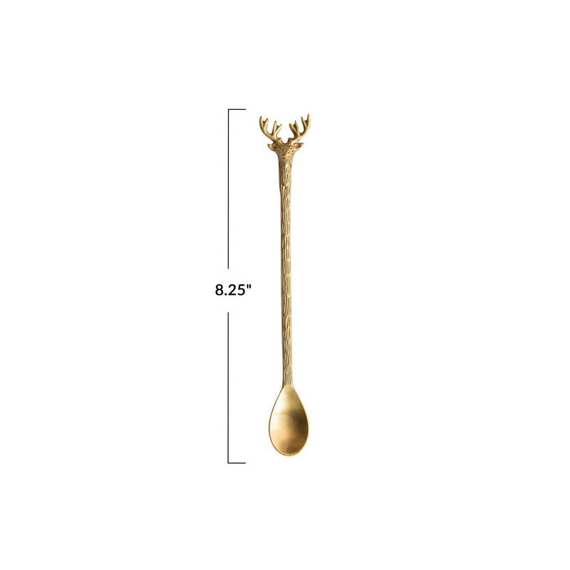 Design Shop Brass Cocktail Spoon w/ Reindeer Handle