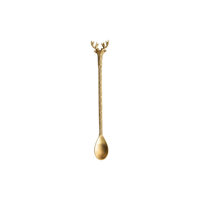 Design Shop Brass Cocktail Spoon w/ Reindeer Handle