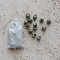 Design Shop Embossed Recycled Mercury Glass Ornaments in Muslin Bag, Set of 36