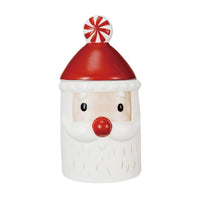 Design Shop Hand-Painted Ceramic Santa Shaped Cookie Jar w/ Lid, Red & White