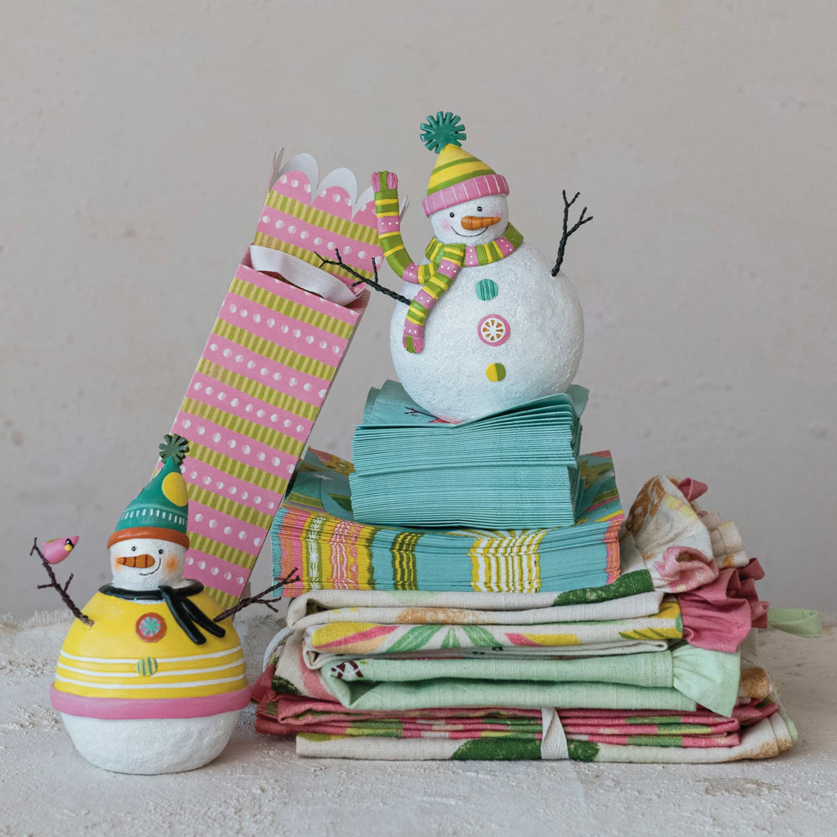 Design Shop Resin & Wire Snowman w/ Glitter, Set of 2.