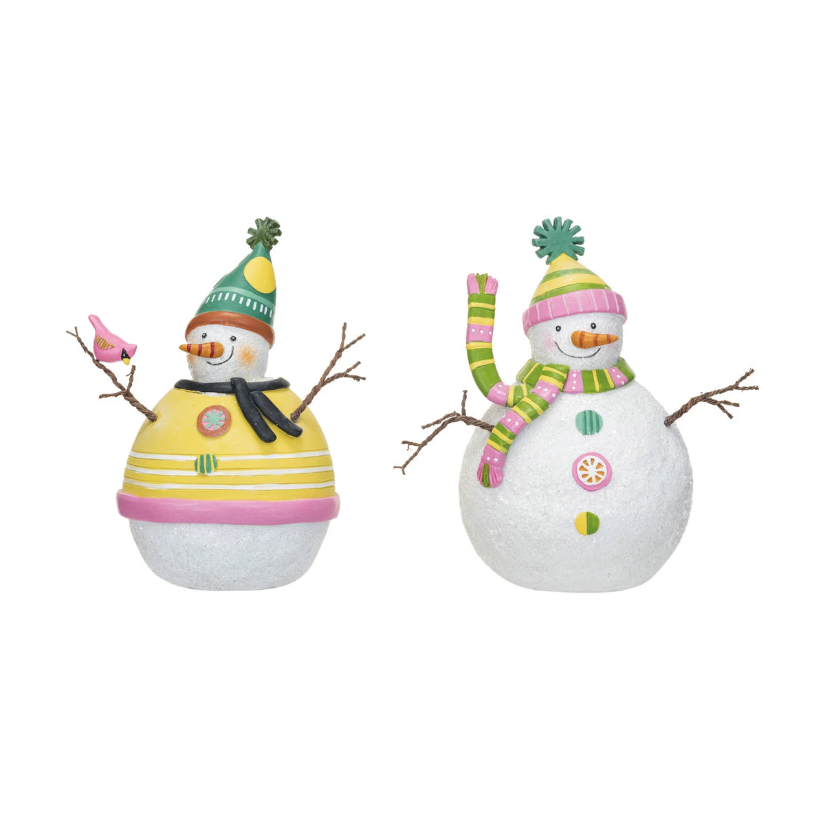 Design Shop Resin & Wire Snowman w/ Glitter, Set of 2.