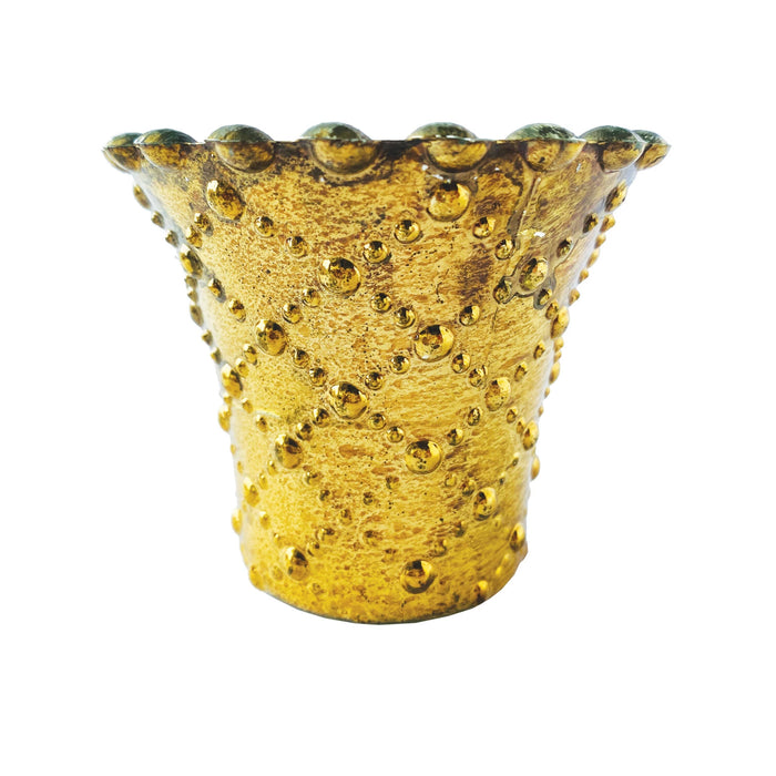 Design Shop Embossed Mercury Glass Tealight/Votive Holder, Antique Gold Finish