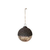 Design Shop Mercury Glass Ball Ornament w/ Stars, Dipped Bronze & Silver Finish