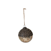 Design Shop Mercury Glass Ball Ornament w/ Stars, Dipped Bronze & Silver Finish