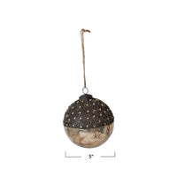 Design Shop Mercury Glass Ball Ornament w/ Stars, Dipped Bronze & Silver Finish