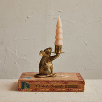 Design Shop Cast Aluminum Mouse Taper Holder, Antique Gold