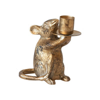Design Shop Cast Aluminum Mouse Taper Holder, Antique Gold