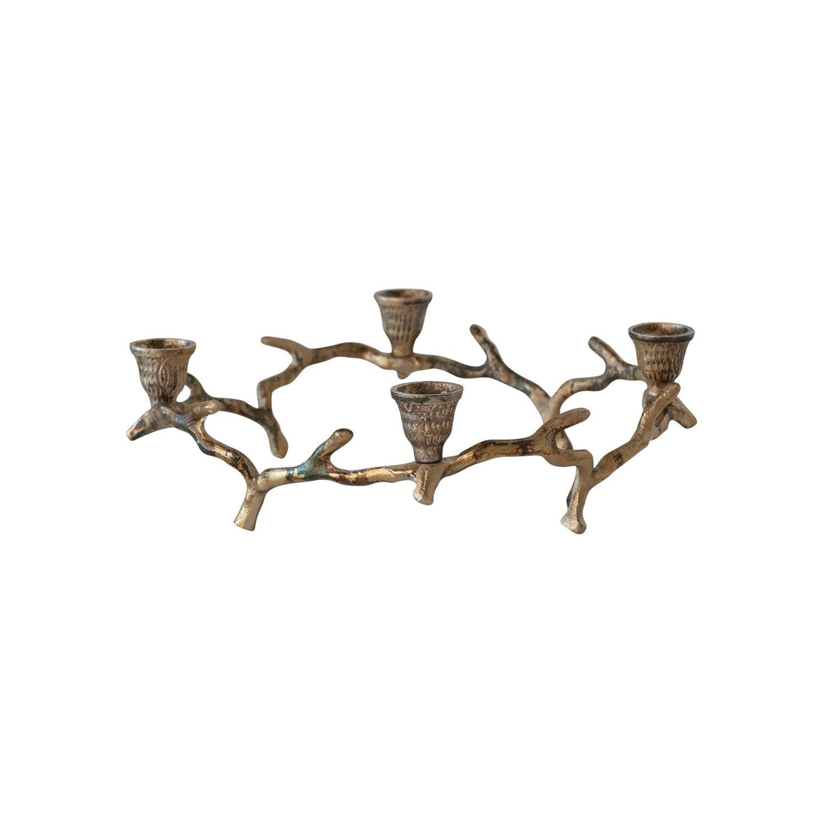 Design Shop Aluminum Wreath Advent Taper Holder, Oxidized Antique Gold Finish