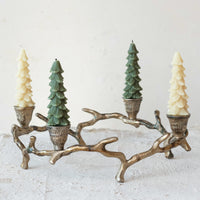 Design Shop Aluminum Wreath Advent Taper Holder, Oxidized Antique Gold Finish