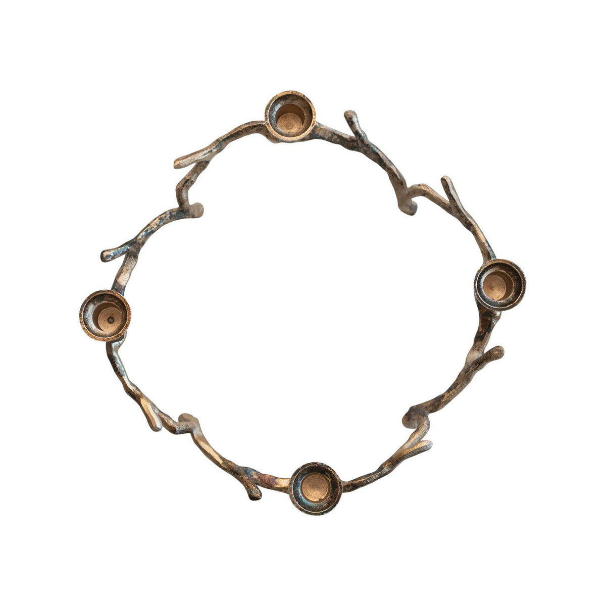 Design Shop Aluminum Wreath Advent Taper Holder, Oxidized Antique Gold Finish