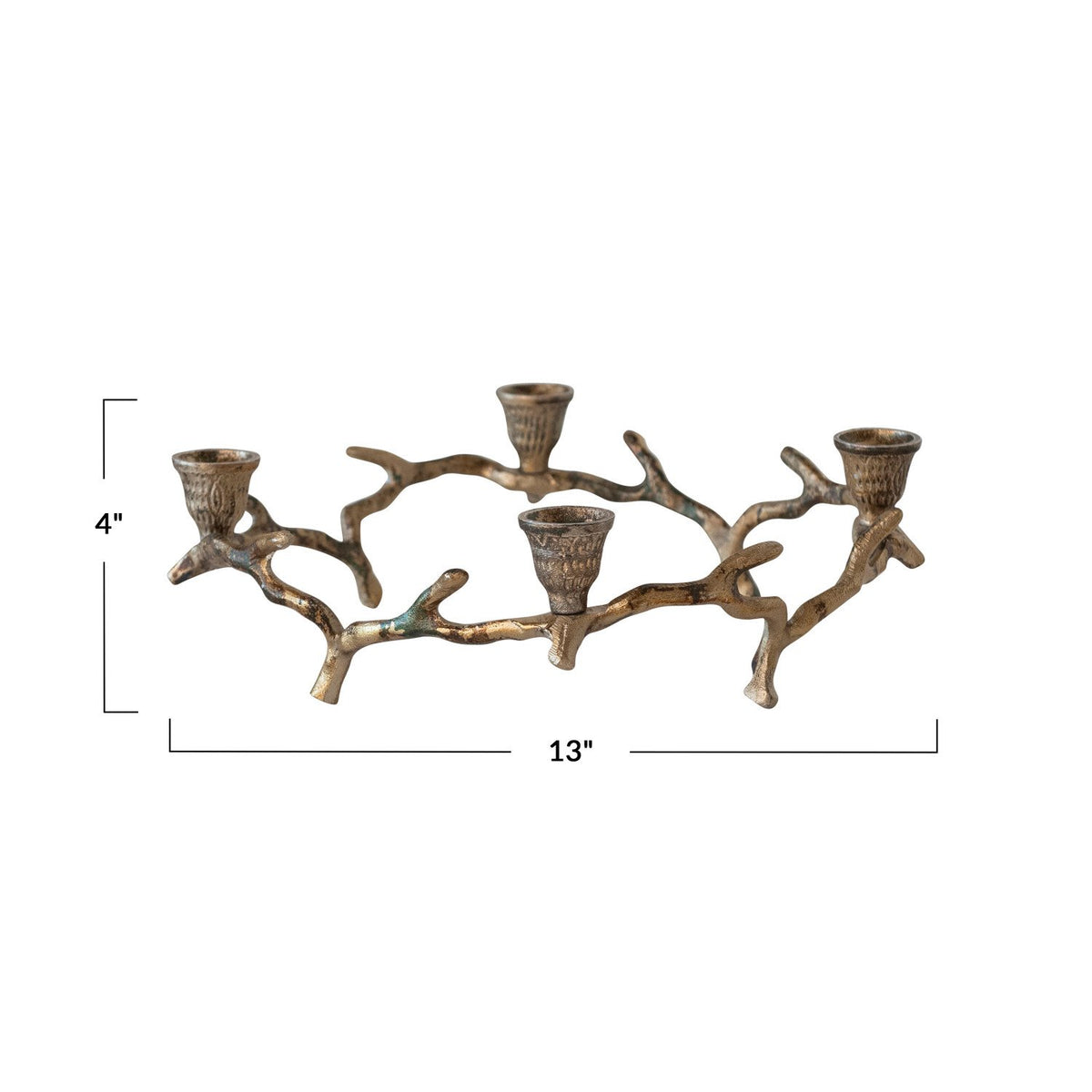 Design Shop Aluminum Wreath Advent Taper Holder, Oxidized Antique Gold Finish