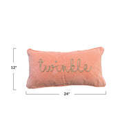 Design Shop 24"L x 12"H Cotton Velvet Lumbar Pillow w/ Metallic Gold Thread Embroidered