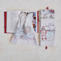 Design Shop Cotton Printed Tea Towel w/ Holiday Scene/Pattern, Saying & Loop, Set of 3