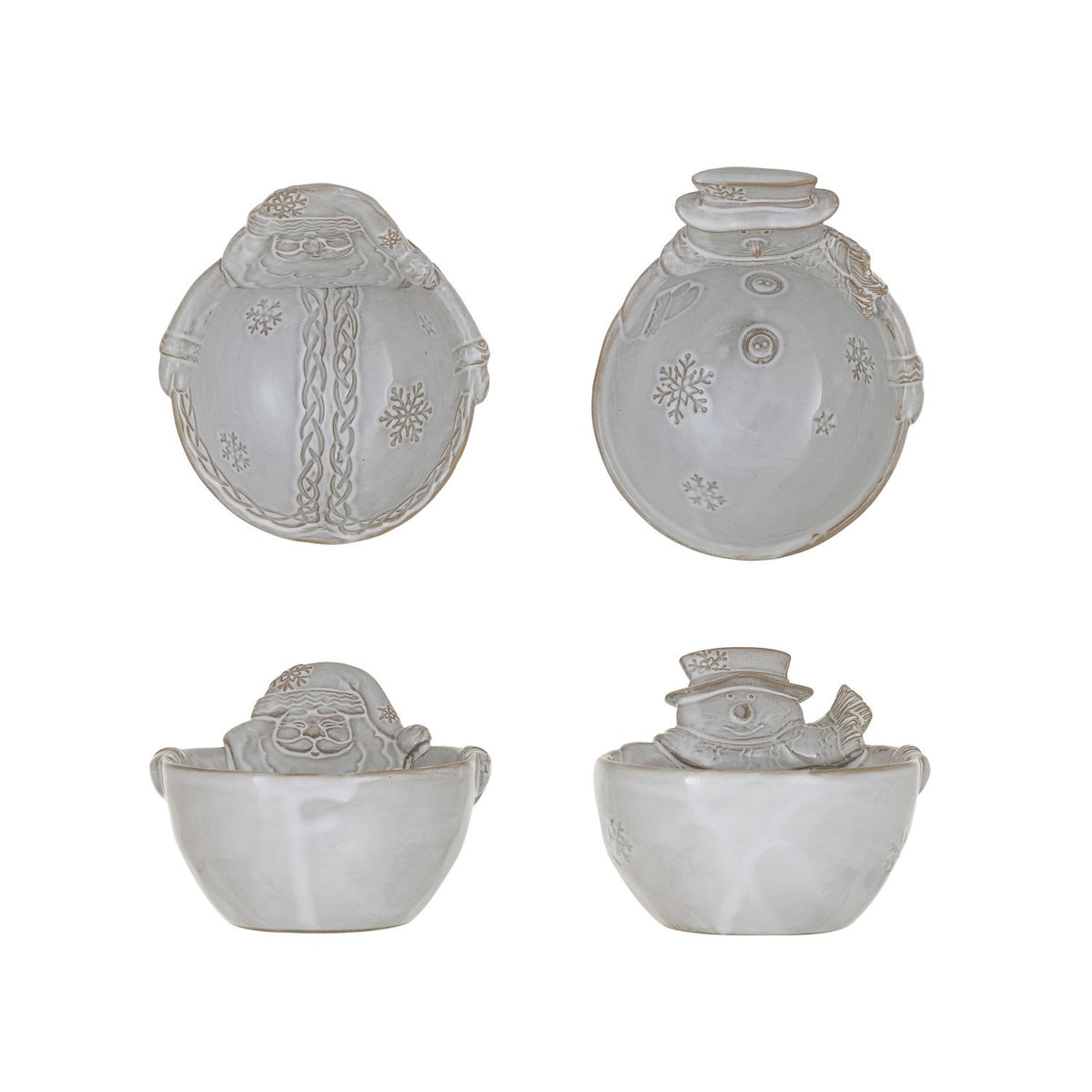 Design Shop Stoneware Santa/Snowman Shaped Bowl, Set of 2