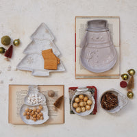 Design Shop Stoneware Santa/Snowman Shaped Bowl, Set of 2