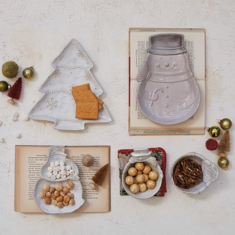 Design Shop Stoneware Santa/Snowman Shaped Bowl, Set of 2