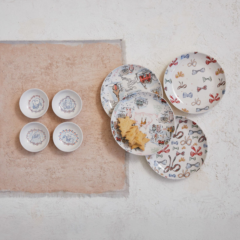 Design Shop Stoneware Plate w/ Holiday Pattern, Set of 4
