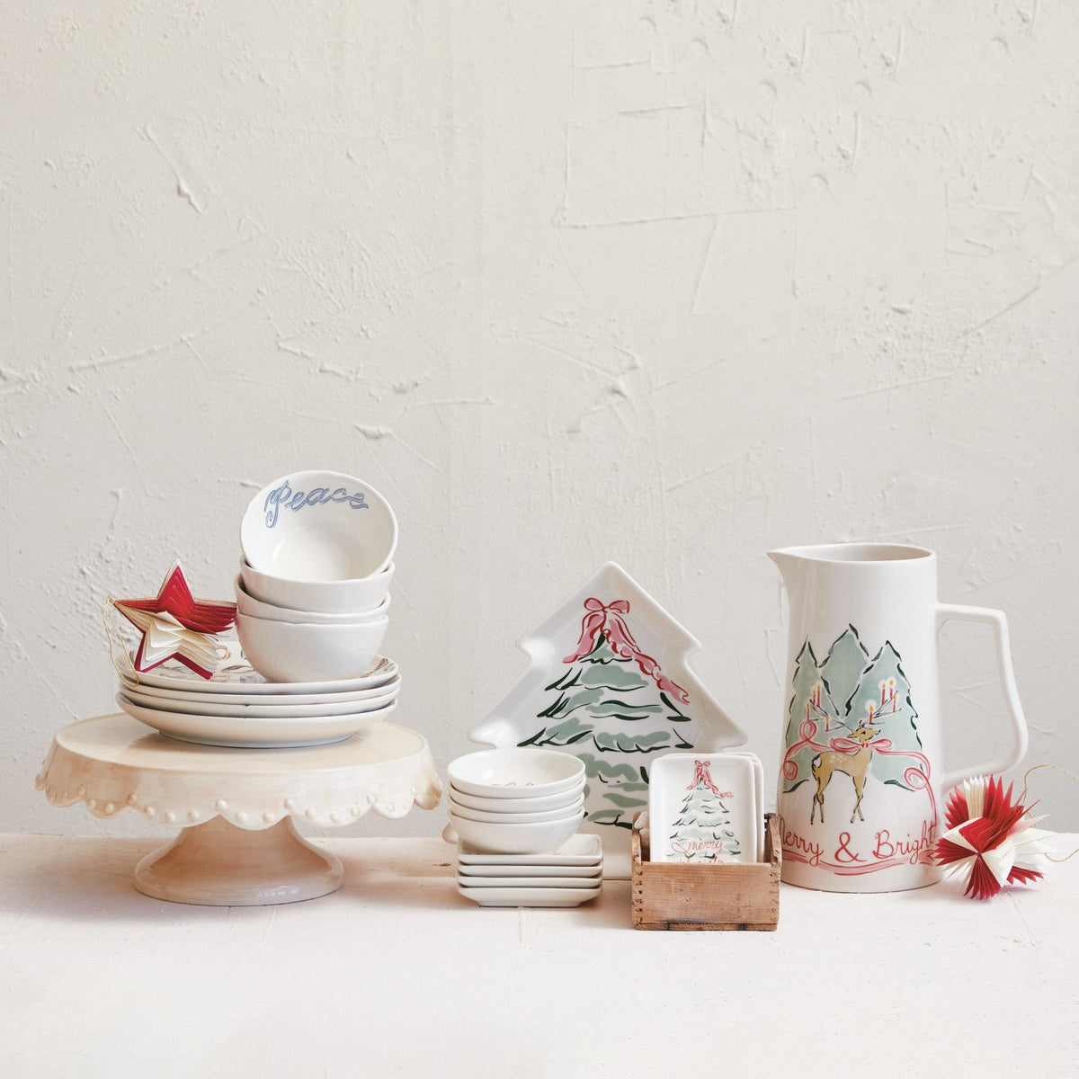 Design Shop Stoneware Plate w/ Holiday Pattern, Set of 4