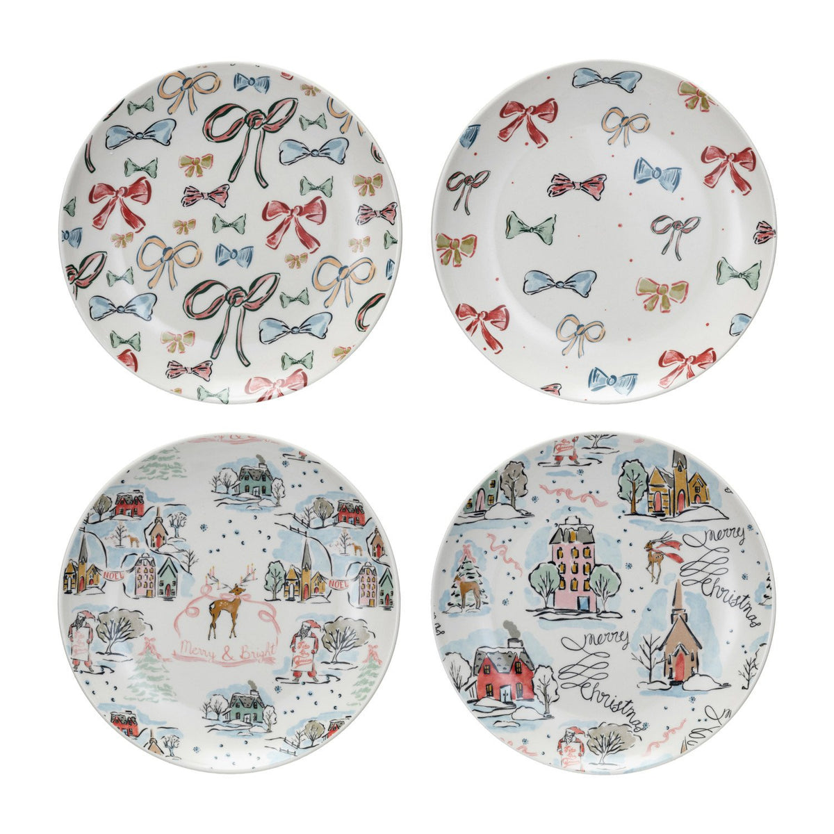 Design Shop Stoneware Plate w/ Holiday Pattern, Set of 4