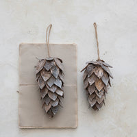 Design Shop Birch Bark Pinecone Ornament, Natural
