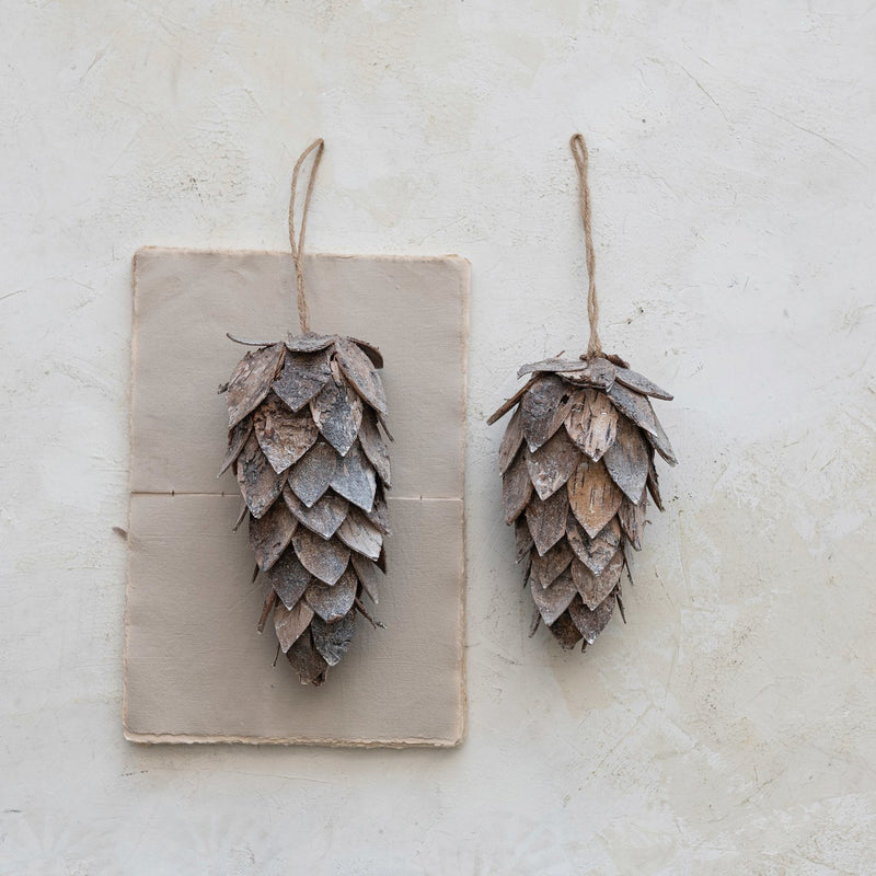 Design Shop Birch Bark Pinecone Ornament, Natural