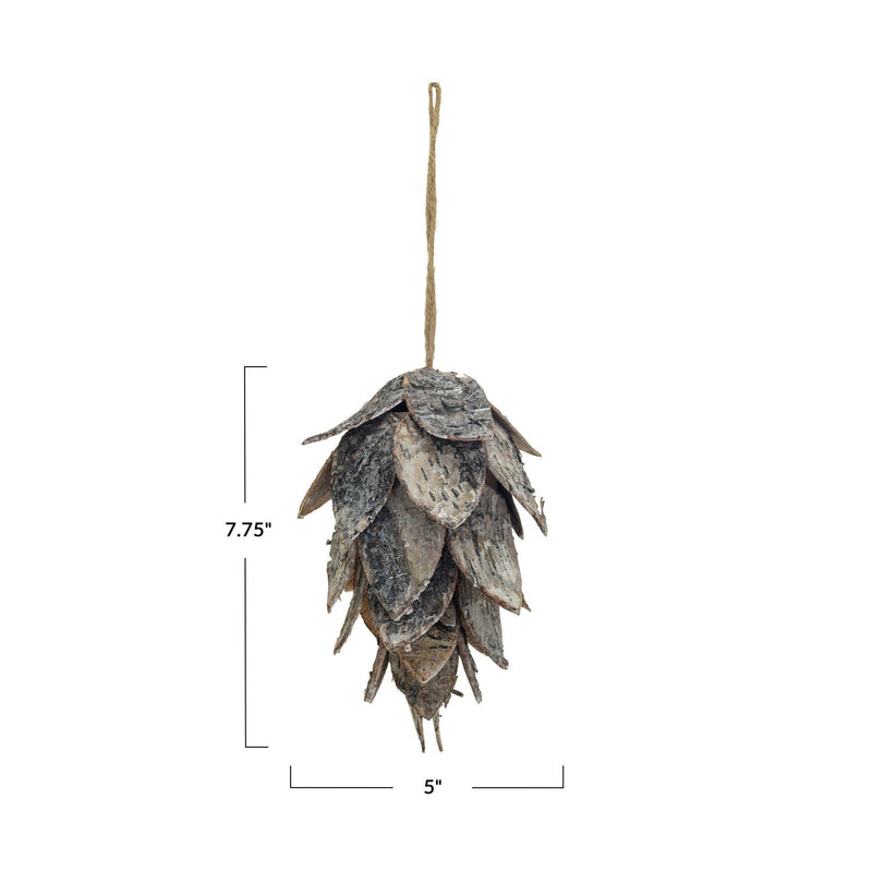 Design Shop Birch Bark Pinecone Ornament, Natural