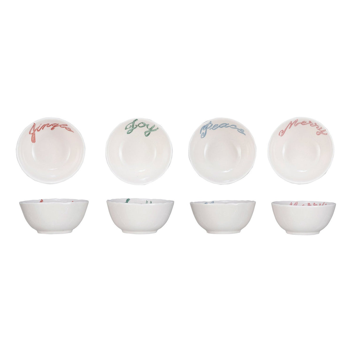 Design Shop Stoneware Bowl w/ Holiday Word, Set of 4