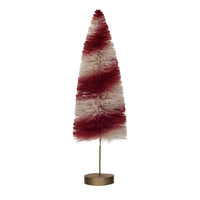 Design Shop Sisal Bottle Brush Swirled Tree w/ Wood Base, Red & Cream Color
