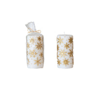Design Shop Unscented Pillar Candle with Embossed Snowflakes
