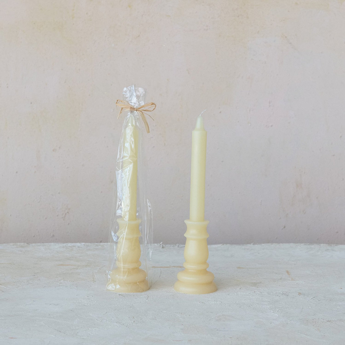 Design Shop Unscented Taper in Taper Holder Shaped Candle