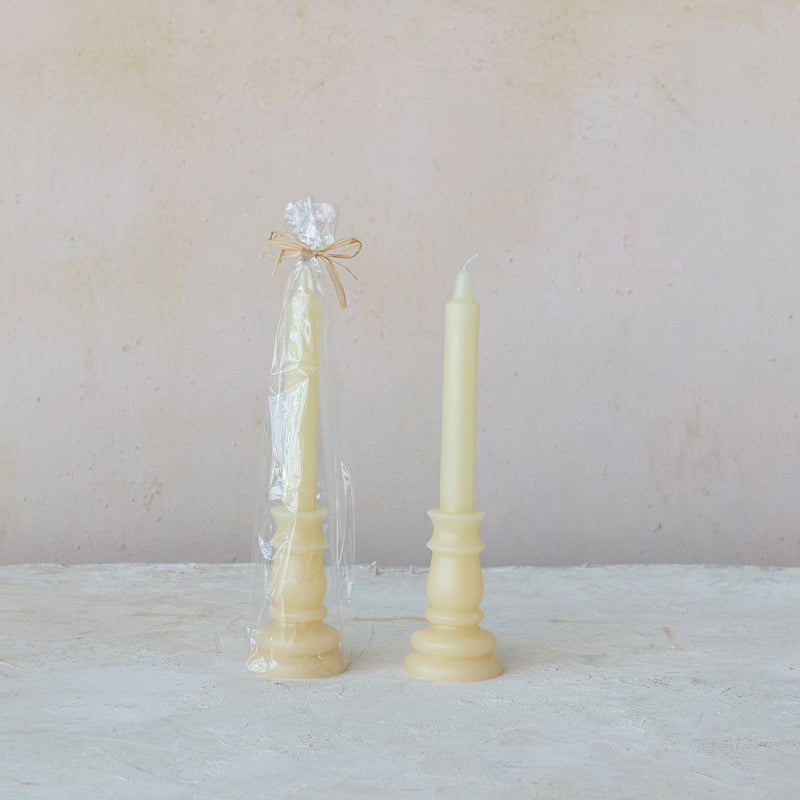 Design Shop Unscented Taper in Taper Holder Shaped Candle