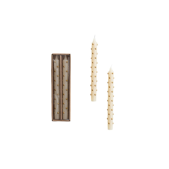 Design Shop Unscented Taper Candles with 3D Dots in Box, Set of 2