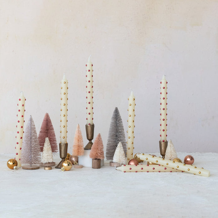 Design Shop Unscented Taper Candles with 3D Dots in Box, Set of 2