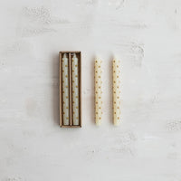 Design Shop Unscented Taper Candles with 3D Dots in Box, Set of 2