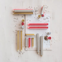 Design Shop Unscented Package Shaped Taper Candles in Box, Pink & Red, Set of 2