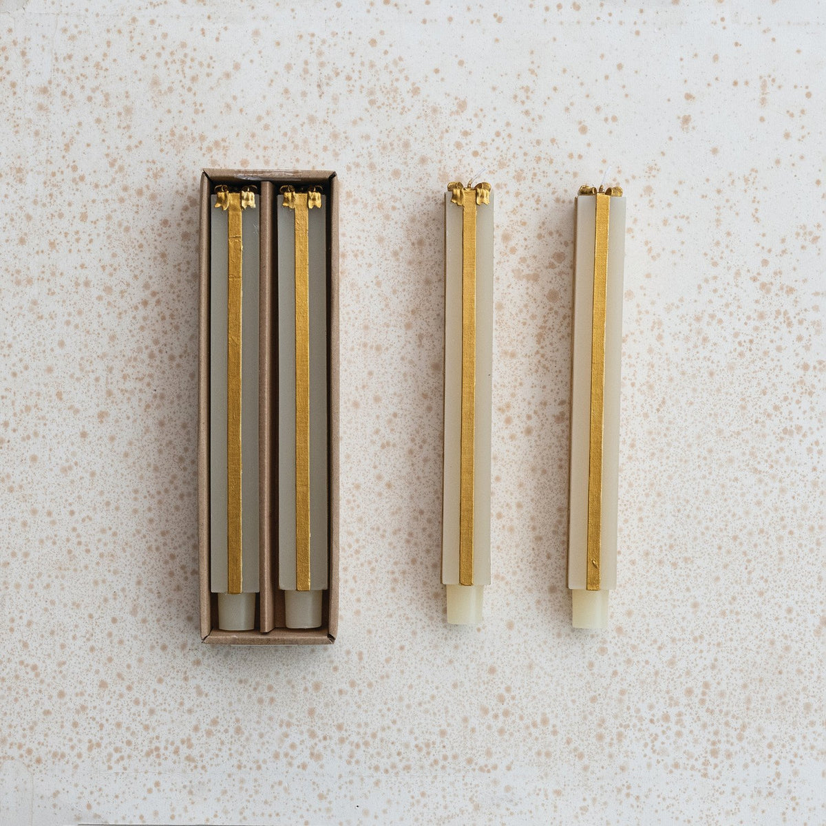 Design Shop Unscented Package Shaped Taper Candles in Box, Set of 2